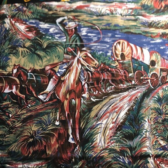 Quilt Cotton Fabric Material - 2 1/8 yard Cowboy Western Stagecoach #N48 - Picture 1 of 5